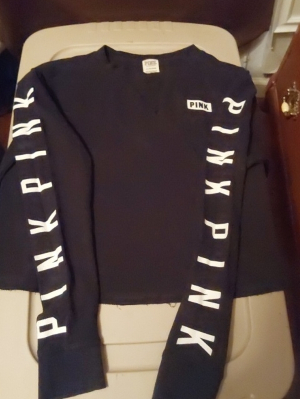 PINK Victoria's Secret Black Long Sleeve Logo Top